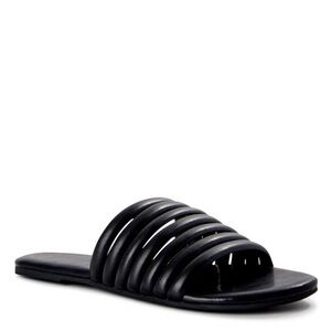 Black Multi Tubular Band Slide Sandals 8
